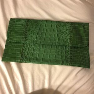 Crocodile green clutch